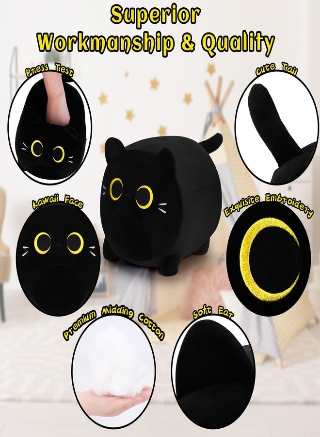 Auspicious beginning Black Cat Plush Stuffed Animal-11.8'' Black Cat Plush Toy, Cute Soft Plush Pillow, Cute Soft Plushie Pillow Plushie Stuffed Cat Toys, Christams Birthday Decoration Doll Gift for Kids Girls Boys - Image 2